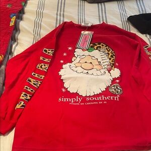 Simply Southern Kids Red Santa Long Sleeve Tee